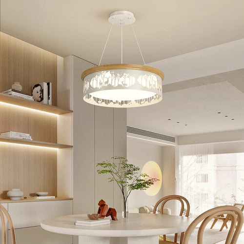 Minimalist LED log chandelier modern romantic for restaurant - vue 3 sur 12
