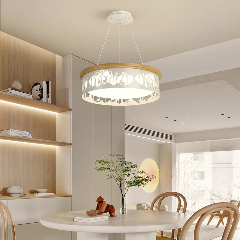 Minimalist LED log chandelier modern romantic for restaurant - vue 3 sur 12