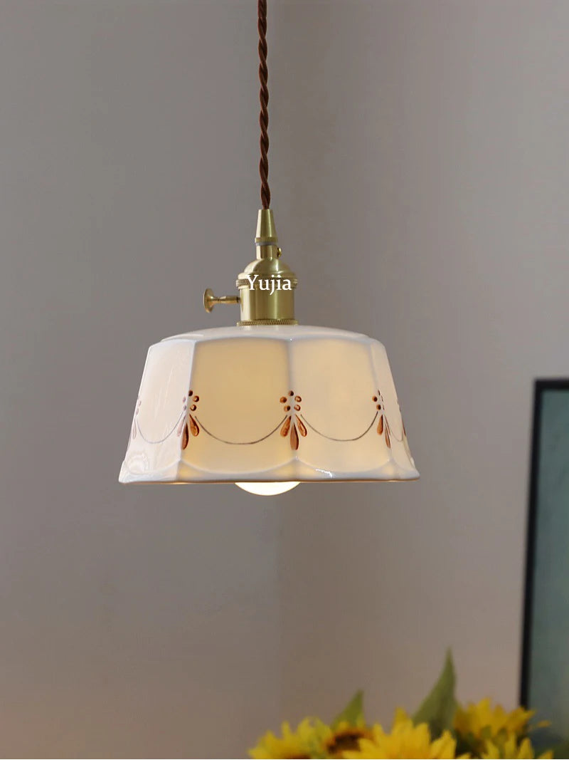 Elegant brass and modern ceramic pendant light for kitchen