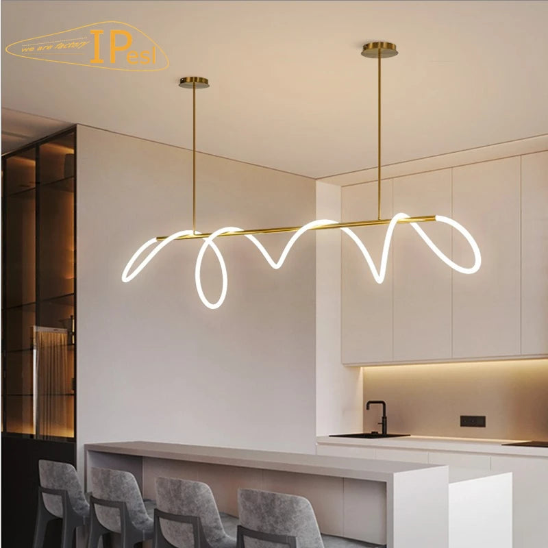 Modern long LED tube chandelier for bar