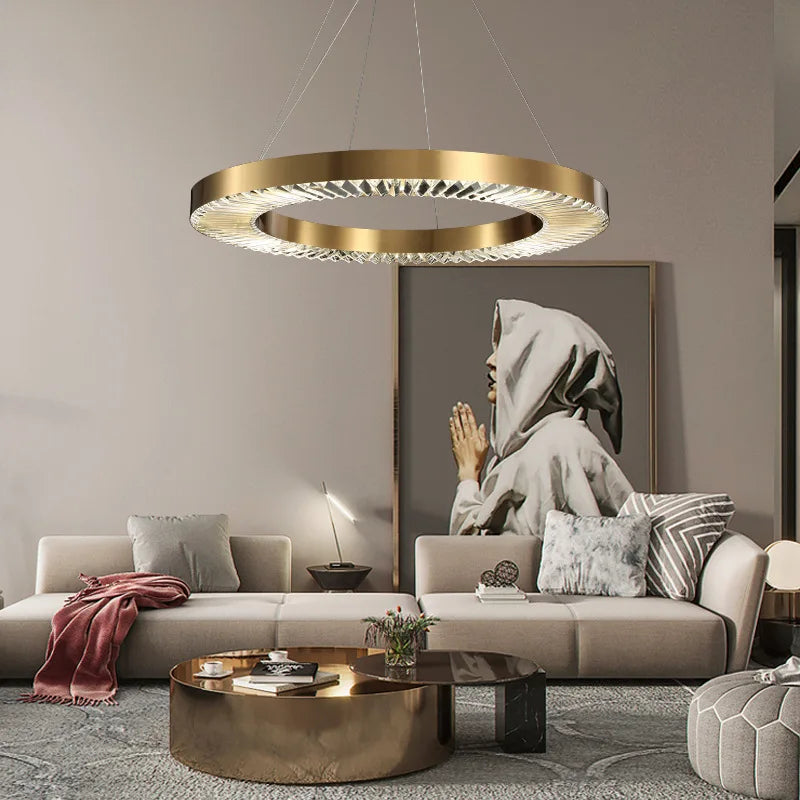 Modern gold stainless steel crystal chandelier