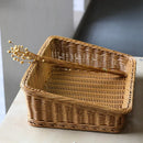 rattan serving tray woven basket with handles for storage
