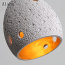 Honeycomb stone pendant light with retro copper design for indoor use