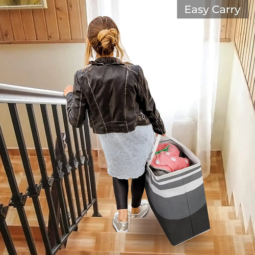 foldable waterproof fabric laundry basket large capacity - vue 4 sur 8
