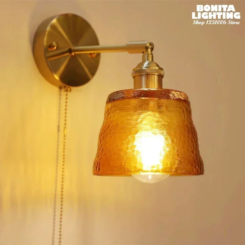 Nordic Japanese style rotatable glass wall light with mirror