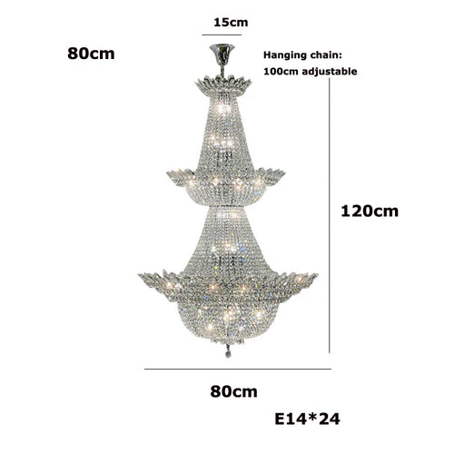 Dimmable LED K9 crystal chandelier modern design 2024 - vue 14 sur 16