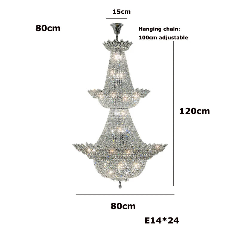 Dimmable LED K9 crystal chandelier modern design 2024 - vue 13 sur 16