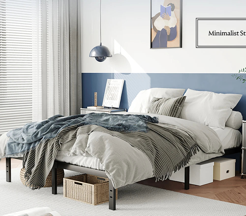 Metal Bed Frame – Heavy Duty Mattress Foundation with Anti-slip Steel Slat Support, Durable Platform Base with Underbed Storage - vue 2 sur 12