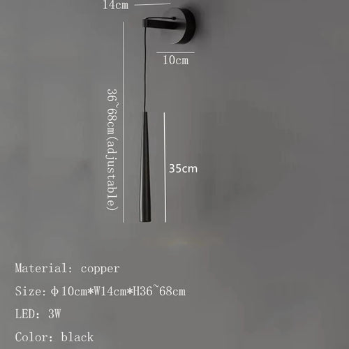 Nordic copper LED wall light with adjustable height and surface mounting - vue 9 sur 8