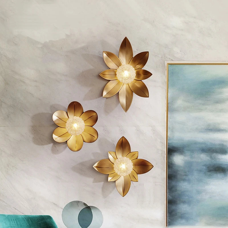 Retro lotus wall light postmodern luxury creative decorative - vue 3 sur 9