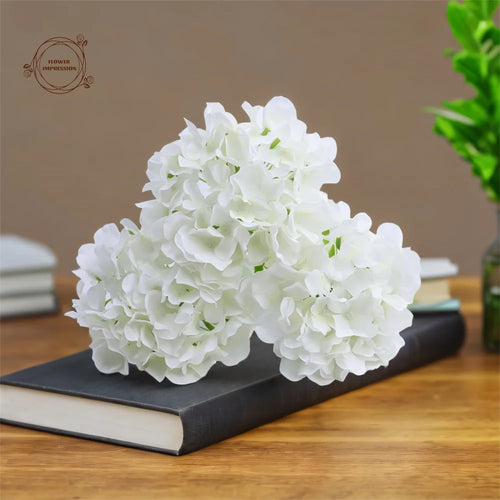Set of 10 artificial hydrangea flower heads for festive decoration - vue 4 sur 7