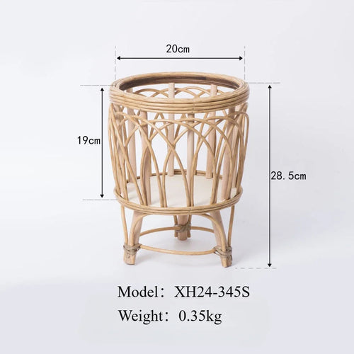 Rattan flower pot with creative bamboo stand - vue 8 sur 7
