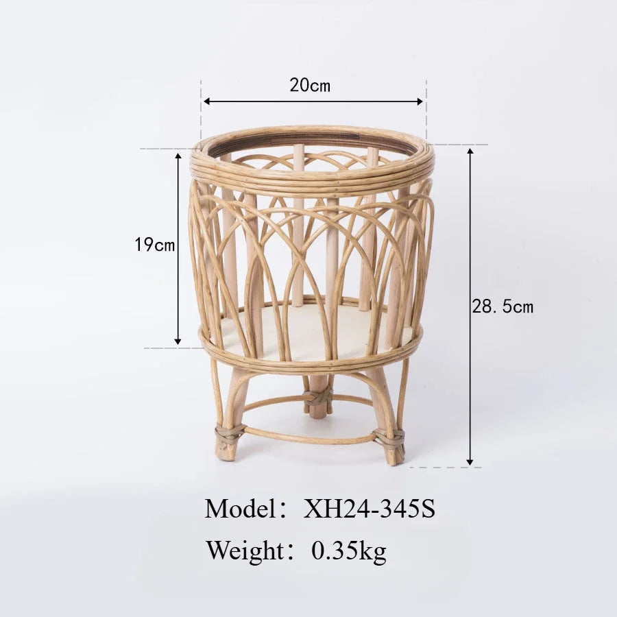Rattan flower pot with creative bamboo stand - vue 7 sur 7