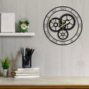 retro silent wall clock with roman numerals and mechanical gears