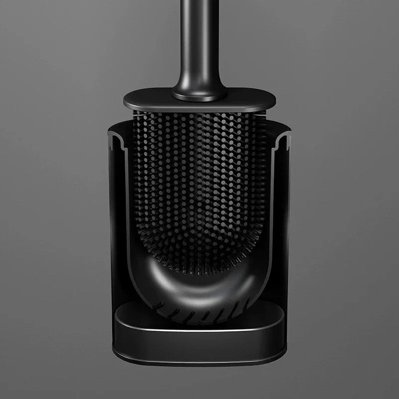 Luxury toilet brush in metal and plastic with removable holder