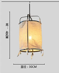 Japanese style iron and linen pendant light for interior decoration