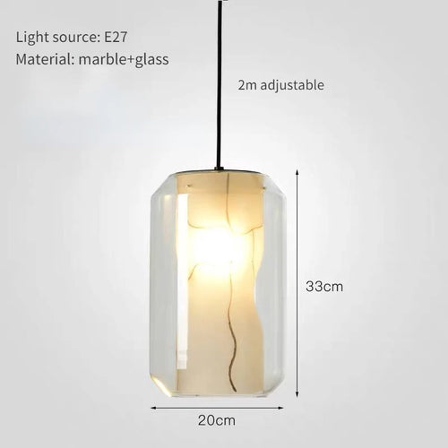 Natural marble glass chandelier modern minimalist decorative lighting