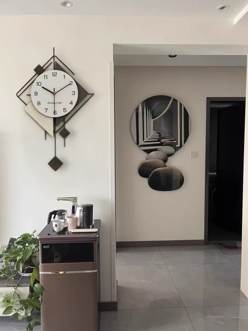 New Design Creative Wall Art Clock, Silent Pendulum Clock, Living Room Wall Decor Clocks, Metal Home Wall Decorations, Large - vue 5 sur 8