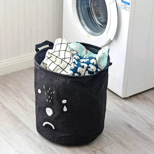 foldable cotton and linen waterproof laundry basket - vue 7 sur 16