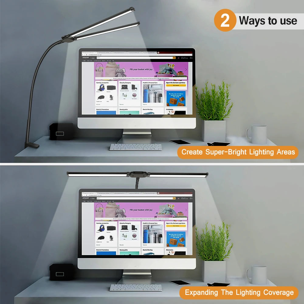 Double head LED desk lamp - vue 4 sur 7