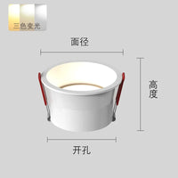Round dimmable recessed LED spotlight with three colour settings