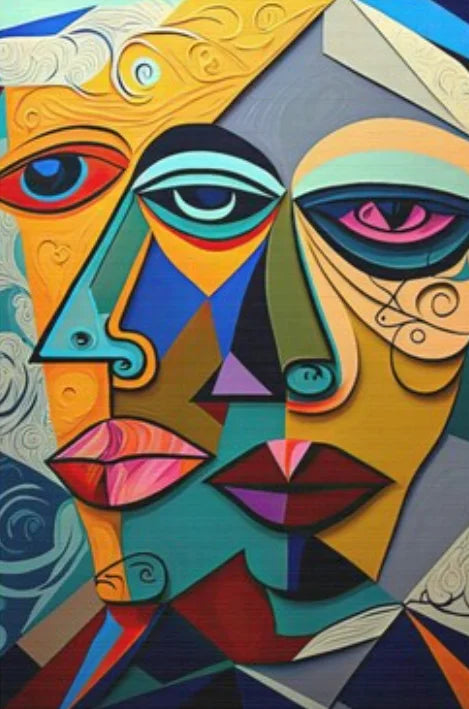 Abstract cubist painting Picasso style for wall decoration