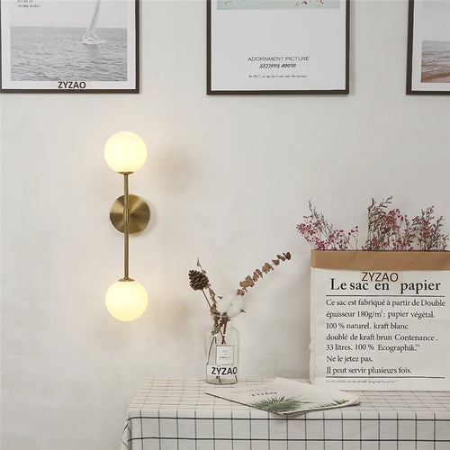 Post-modern simple gold glass LED wall light - vue 4 sur 10