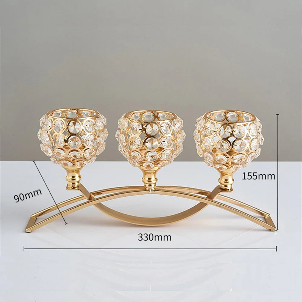 Metal candle holders with crystal detail for festive decorations - vue 3 sur 12