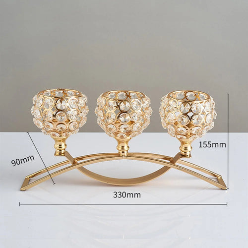 Metal candle holders with crystal detail for festive decorations - vue 4 sur 12