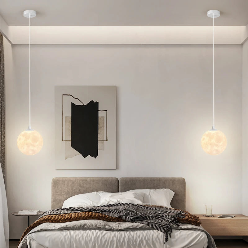 Personalised nordic 3D moon pendant light for children - vue 6 sur 11