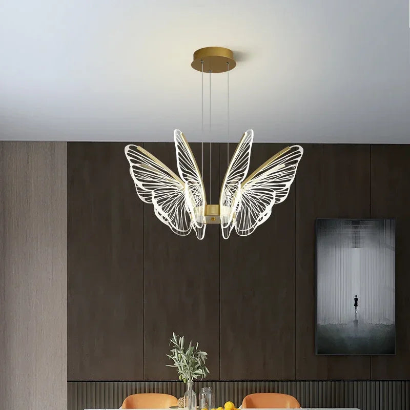 lustre papillon moderne créatif lampe décorative intelligente - vue 3 sur 9