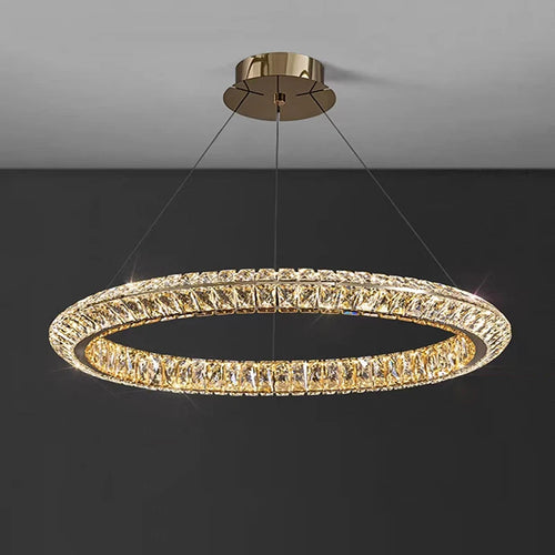 Modern gold crystal chandelier for elegant interiors - vue 5 sur 11