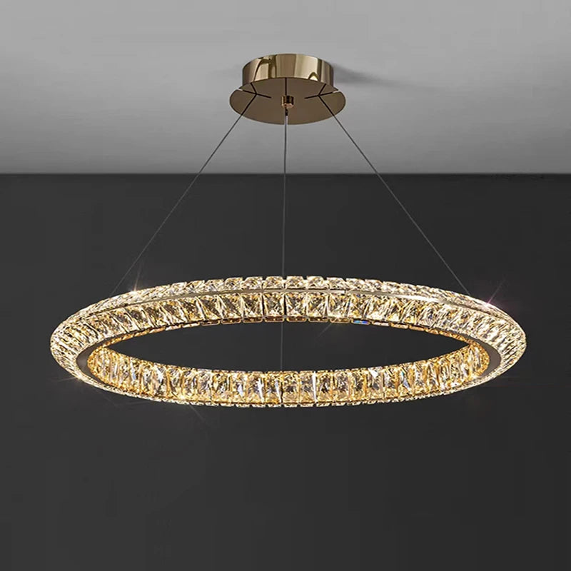 Modern gold crystal chandelier for elegant interiors - vue 4 sur 11