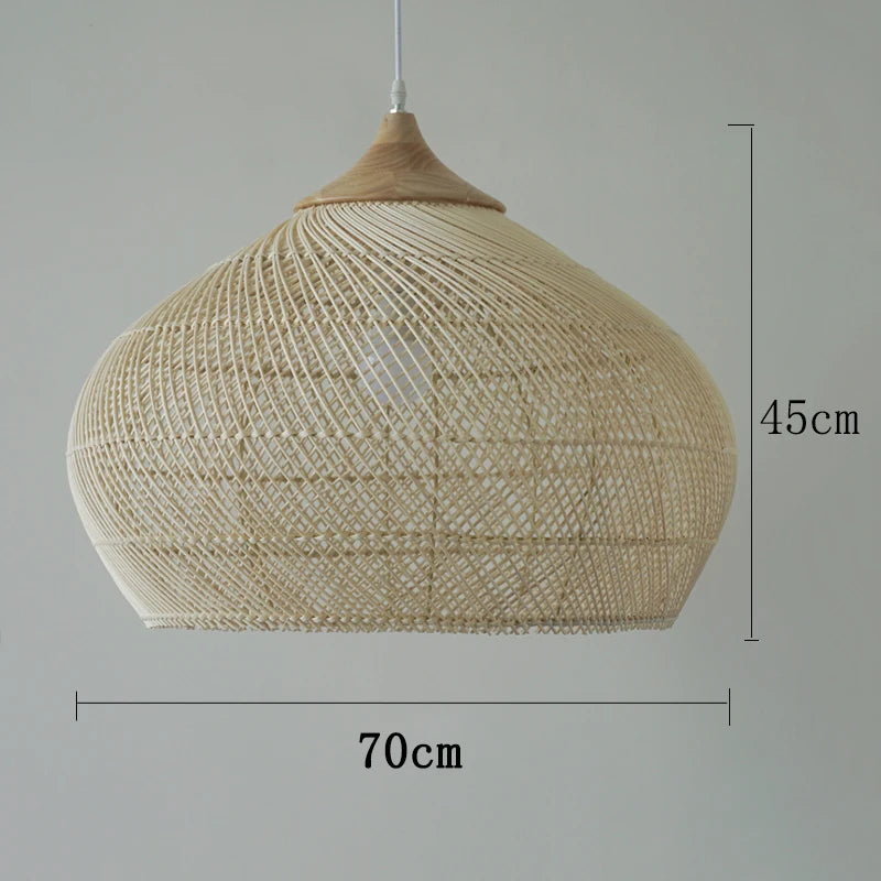 Southeast Asian vintage rattan pendant light high quality for dining room, restaurant, kitchen, or loft - vue 27 sur 27