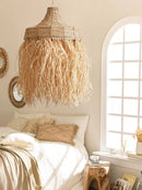 Handwoven rattan pendant light in natural wabi sabi style