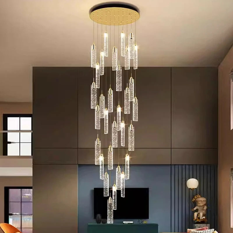 Nordic design chandelier with gold pendant drops