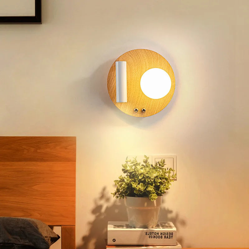 Simple solid wood LED wall light decorative magic bean study lamp