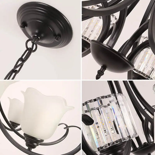 Retro crystal chandelier modern pendant light for indoor decor - vue 10 sur 16