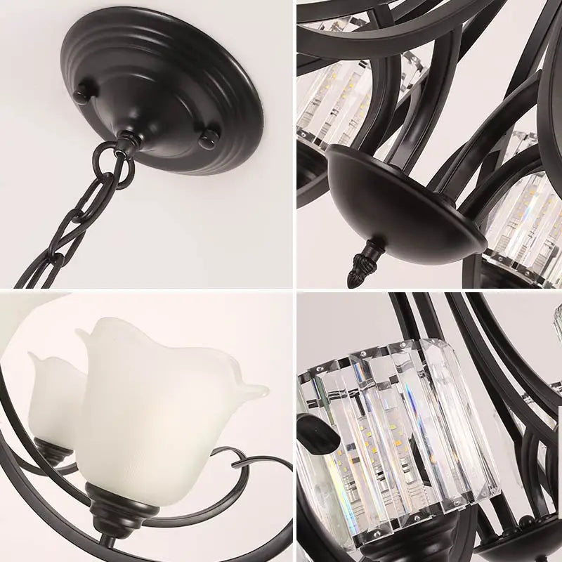 Retro crystal chandelier modern pendant light for indoor decor - vue 10 sur 16