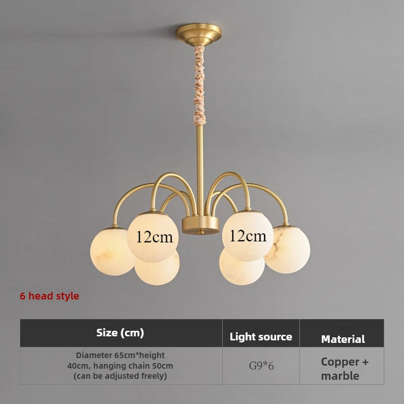 Modern copper and natural marble pendant light for luxurious lighting