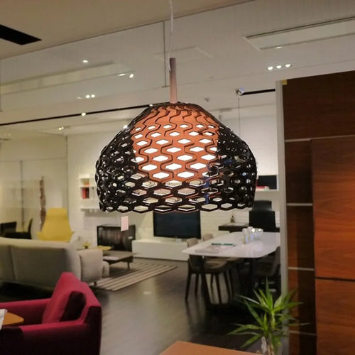 Italian designer pendant light with openwork for modern interiors - vue 3 sur 8