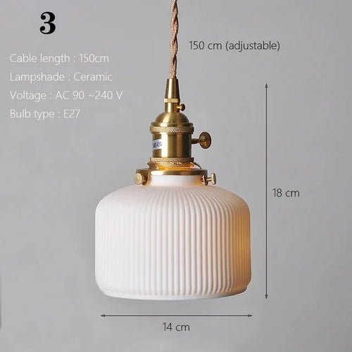 Japanese ceramic LED pendant light for kitchen and restaurant - vue 10 sur 11