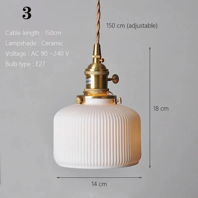 Japanese ceramic LED pendant light for kitchen and restaurant - vue 9 sur 11