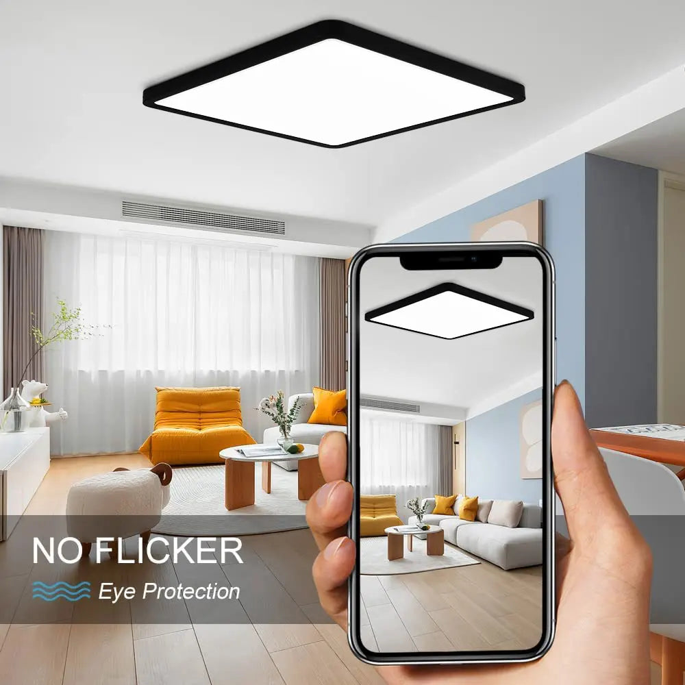 Tuya smart LED ceiling light with app and voice control, Alexa and Google compatible, remote control for living room and bedroom - vue 5 sur 22
