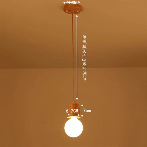 Vintage oak wood pendant light modern design - vue 9 sur 15