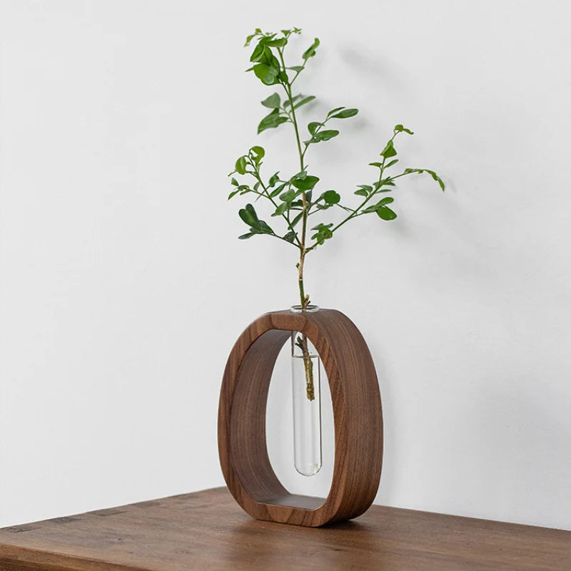 solid wood floral utensil glass vase for water plants