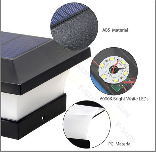 1-4 pieces outdoor solar LED post and deck cap light waterproof IP65 garden gate solar lamp decoration - vue 9 sur 9