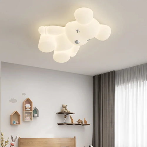 Modern white bear ceiling light for children's room - vue 5 sur 12