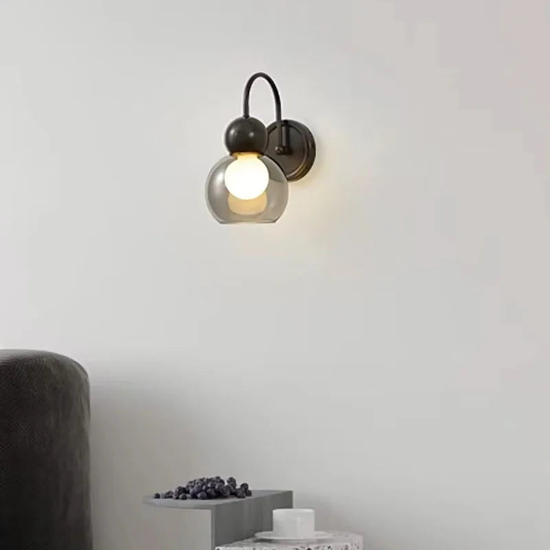 Modern glass and copper wall light for stairs and hallway
