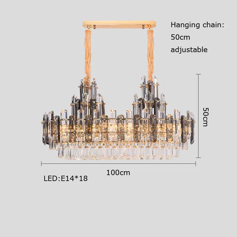 Modern dimmable crystal pendant chandelier